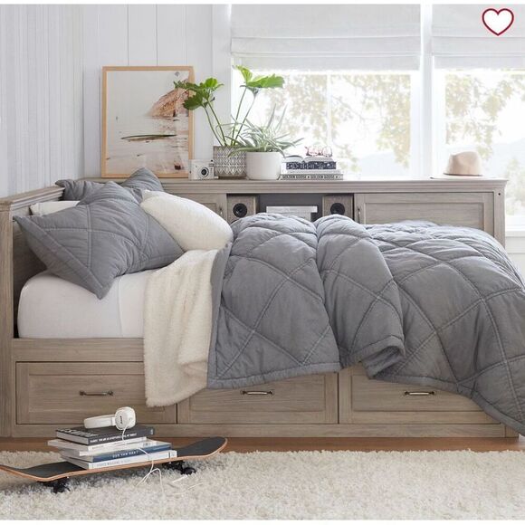 Pottery Barn Teen Washed Rapids Quilt Dark Grey Twin XL - Picture 1 of 7